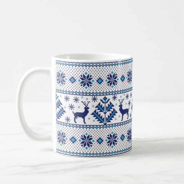 Folk ornament mönster Kaffe Mugg (Vänster)