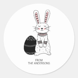 Folk Påskhare Rabbit Sticker Runt Klistermärke