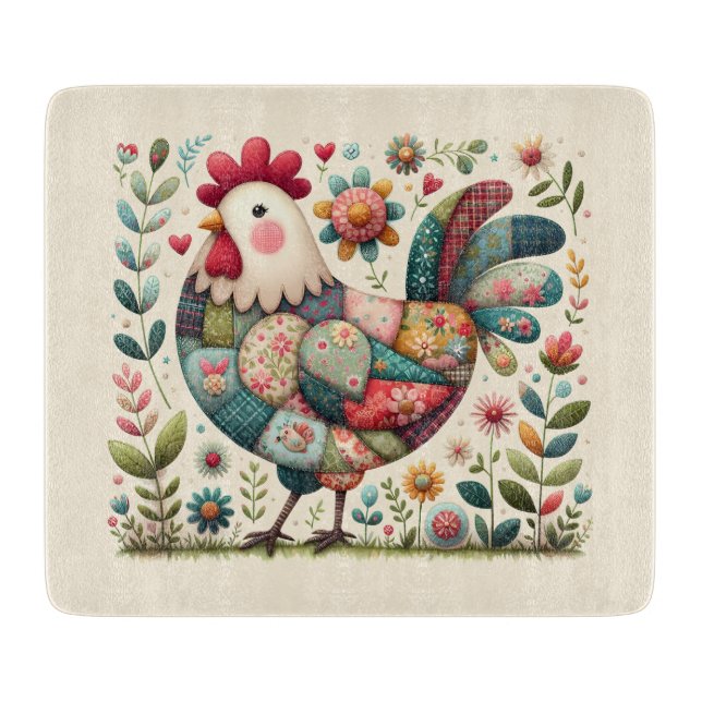 Folk Patchwork Rooster with Floral Accents Cutting (Framsidan)