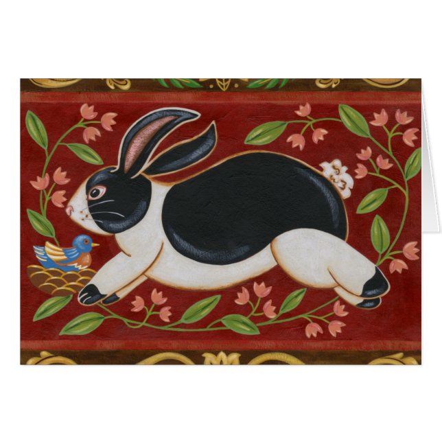 Folk Rabbit Hälsningskort (Framsidan Horizontal)