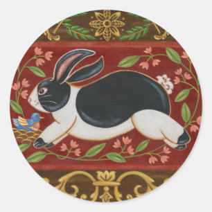 Folk Rabbit Runt Klistermärke