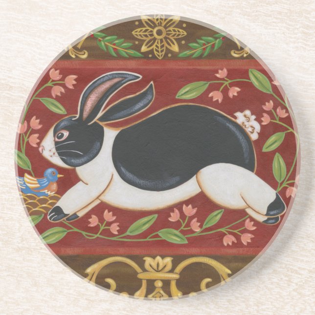 Folk Rabbit Underlägg Sandsten (Framsidan)