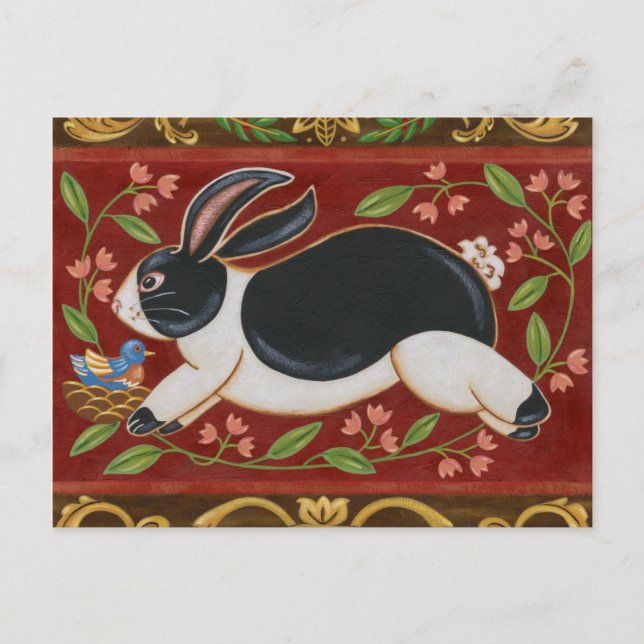 Folk Rabbit Vykort (Framsida)
