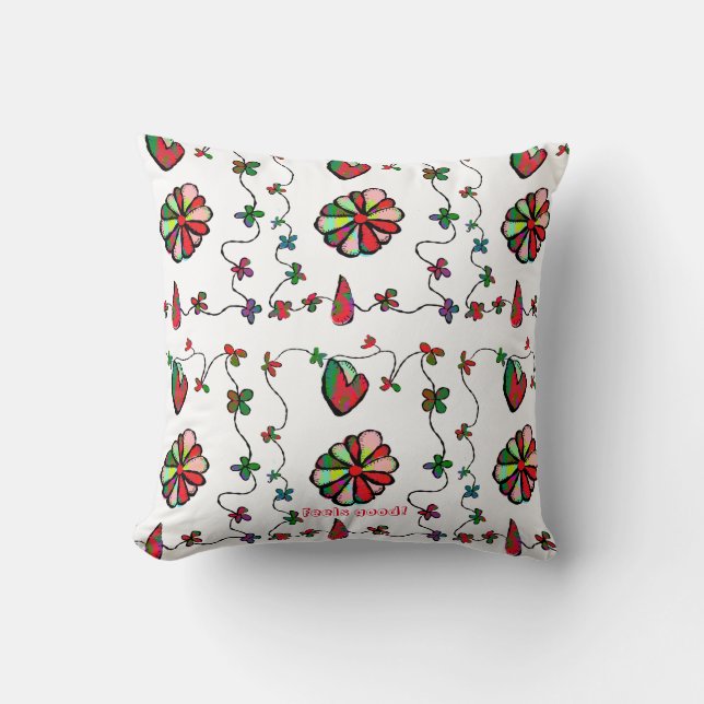 Folk Retro Quaint och Lycklig Art Kudde (Framsida)