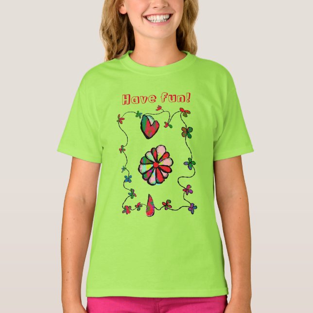 Folk Retro Quaint och Lycklig Art T-Shirt (Framsida)