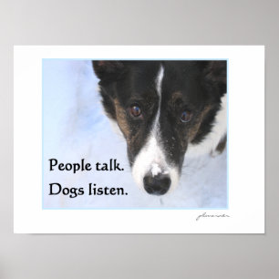 Folk samtal - hundar lyssnar poster