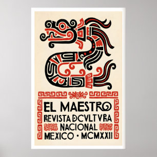 Folk Serpent Konsttryck, Mexikansk Grafisk Poster