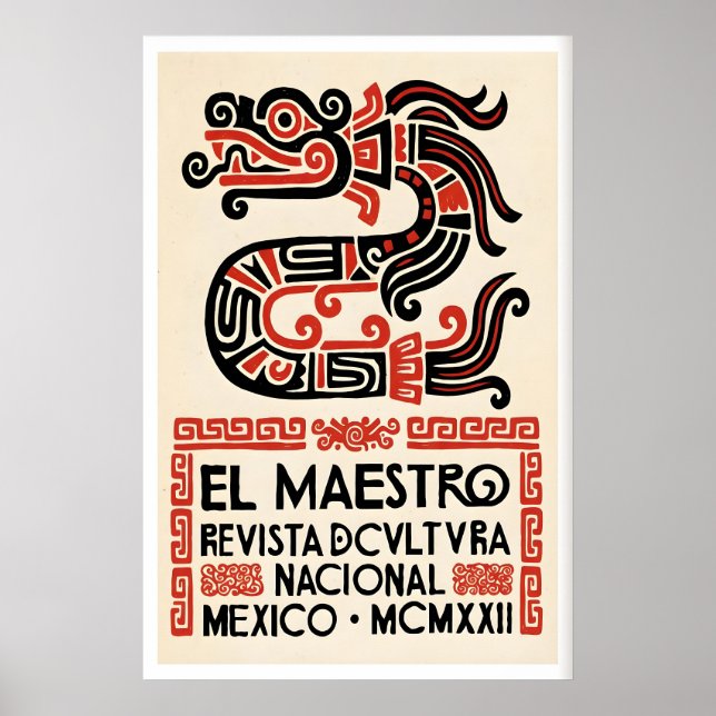 Folk Serpent Konsttryck, Mexikansk Grafisk Poster (Framsidan)
