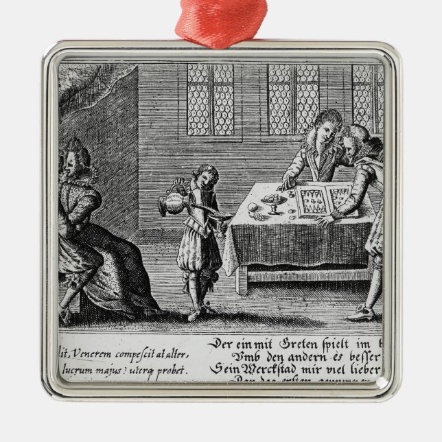 Folk som leker Backgammon Julgransprydnad Metall (Framsidan)