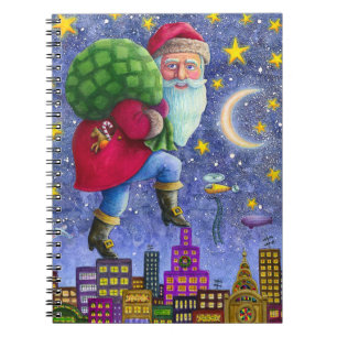 FOLK ST. NICK TIPTOS ON ROOFTOPS WITH BAG OF LEKSA ANTECKNINGSBOK