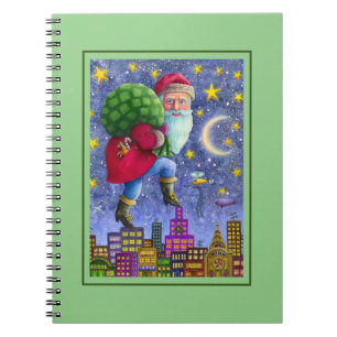 FOLK ST. NICK TIPTOS ON ROOFTOPS WITH BAG OF LEKSA ANTECKNINGSBOK