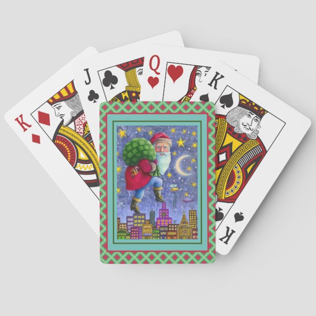 FOLK ST. NICK TIPTOS ON ROOFTOPS WITH BAG OF LEKSA CASINOKORT (Baksidan)