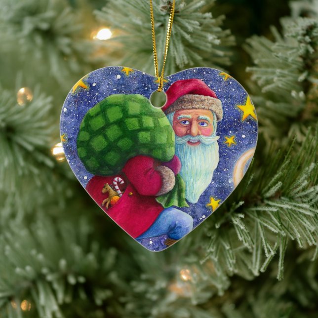 FOLK ST. NICK TIPTOS ON ROOFTOPS WITH BAG OF LEKSA JULGRANSPRYDNAD KERAMIK (Träd)