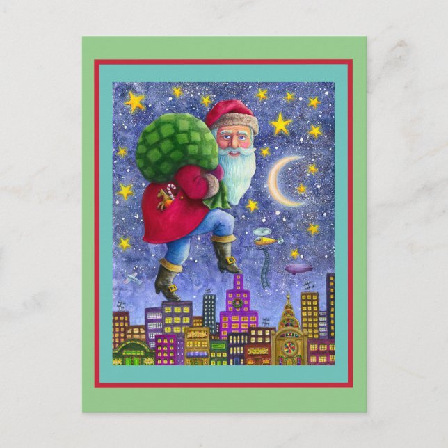 FOLK ST. NICK TIPTOS ON ROOFTOPS WITH BAG OF LEKSA VYKORT (Framsida)