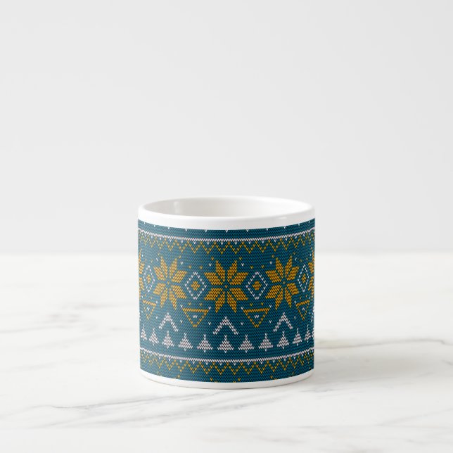 Folk traditionell tribal abstrakt ornamental mönst espressomugg (Framsidan)
