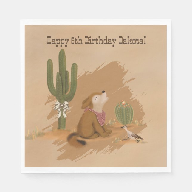 Folk Vilda western Desert Animals Whimsical Cowgir Pappersservett (Framsidan)