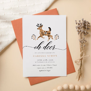 Folk Woodland Oh Hjort Rustic Baby Shower Inbjudningar