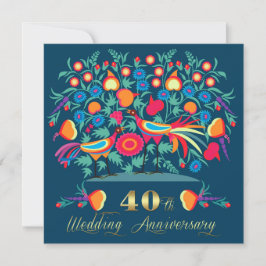 Folkart 40:e Bröllop-årsdagen Party Inbjudningar