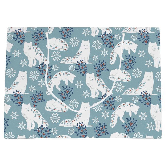 FolkArt Arktiska räven i Snö med Holly (Framsidan)