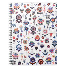folkart Botaniskt sjölöst Mönster Anteckningsbok