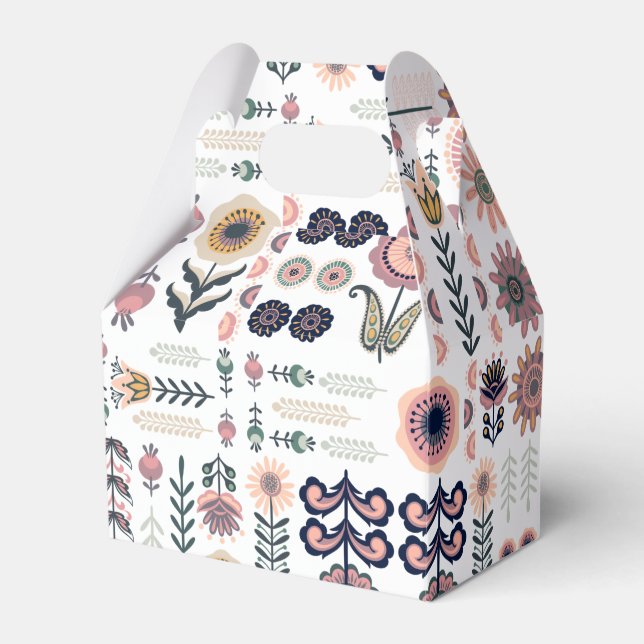 folkart Botaniskt sjölöst Mönster Presentaskar (Framsidan Sidan)