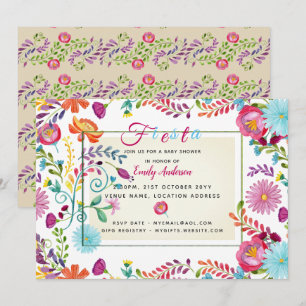 Folkart Fiesta Baby Shower Inbjudningskort Waterco