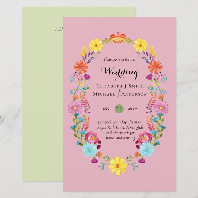 Folkart Flower Fiesta Wedding Boda (Fram/baksida)