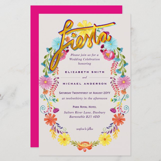 Folkart Flower Fiesta Wedding Boda (Fram/baksida)