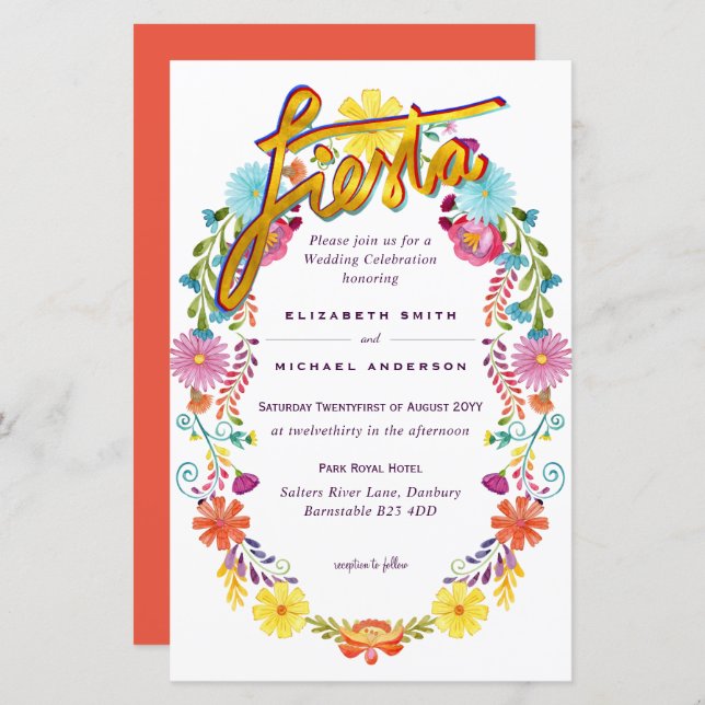 Folkart Flower Fiesta Wedding Boda (Fram/baksida)