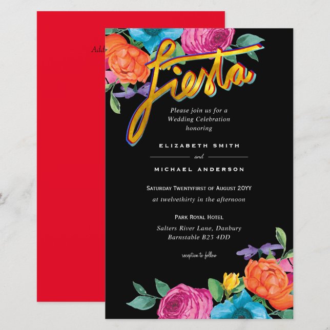 Folkart Flower Fiesta Wedding Boda (Fram/baksida)