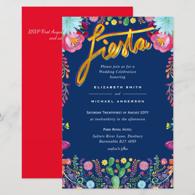 Folkart Flower Fiesta Wedding Boda (Fram/baksida)