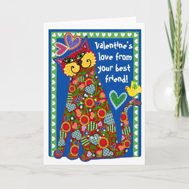 FolkArt från Katt Folded Valentine Card Helgkort (Framsida)