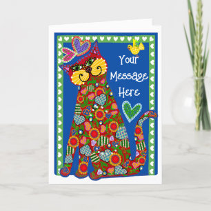 FolkArt från Katt-klappat Valentinkort Helgkort