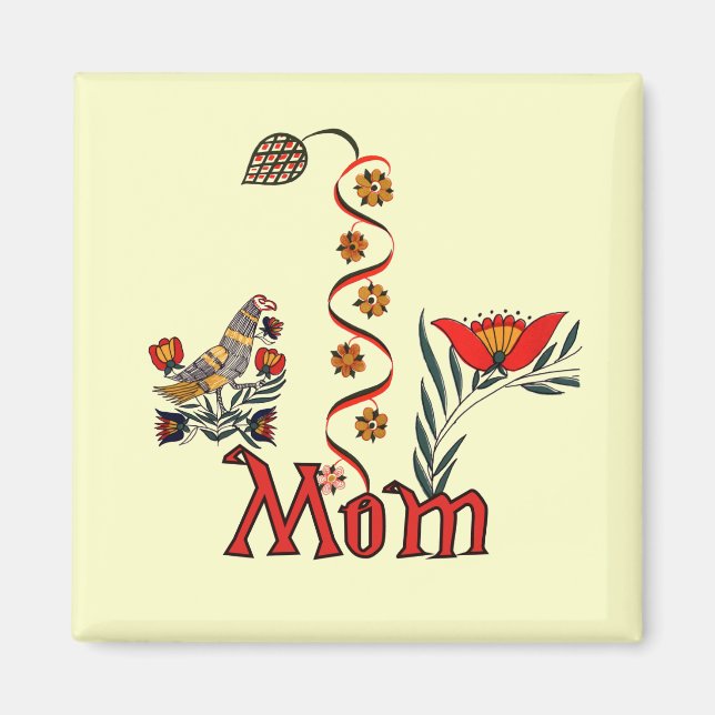Folkart Mamma T-shirts och gåvor Magnet (Framsidan)