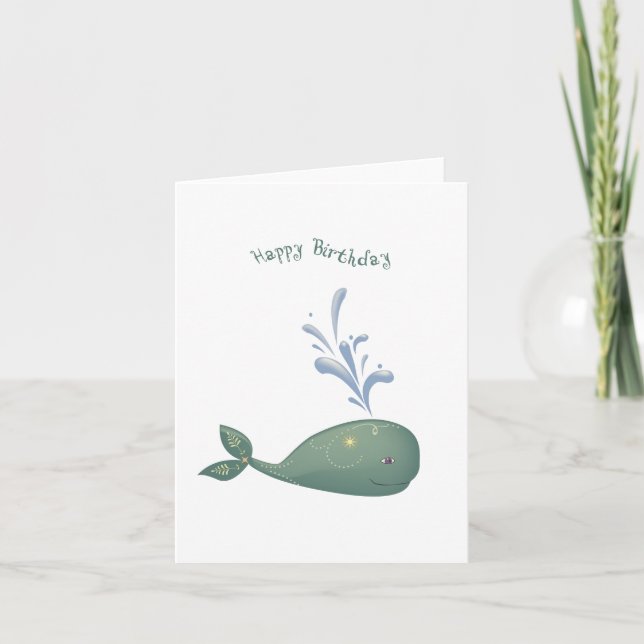 FolkArt Whale Birthday Card Kort (Framsida)