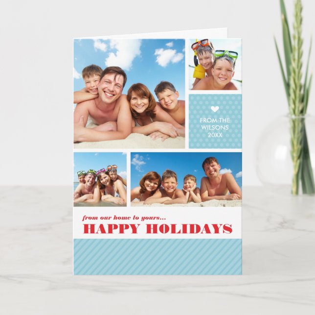 FOLKAT 4 FOTO CHRISTMAS-KORT: multifoto 3 Helgkort (Framsida)