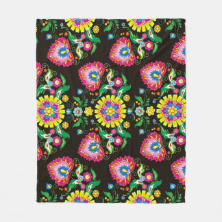 Folkblommande mönster: retrofärgade plattor fleecefilt