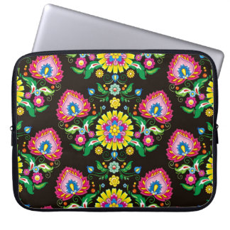 Folkblommande mönster: retrofärgade plattor laptop fodral