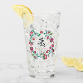 Folkblommig bröllopsdricksglas rustik blomster glaskopp