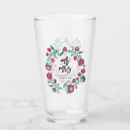 Folkblommig bröllopsdricksglas rustik blomster glaskopp