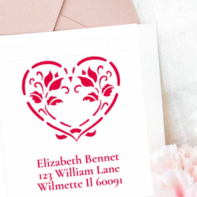 Folkblommig hjärta självfärgande stämpel (Skapare uppladdad)