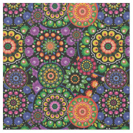 Folkblommor - mandalas tyg