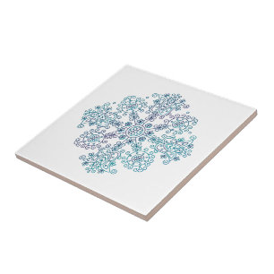Folkdräktbroderad mandala kakelplatta