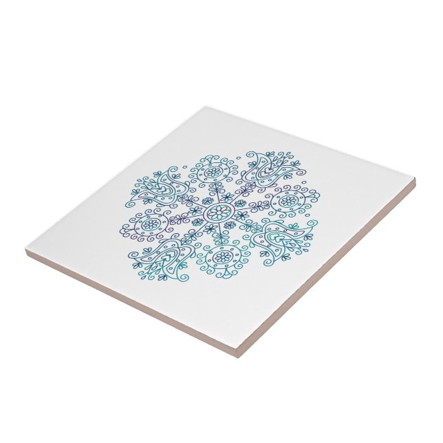 Folkdräktbroderad mandala kakelplatta (Sidan)