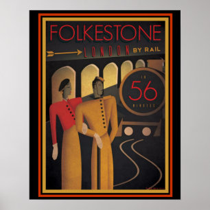 Folkestone London av Rail Art Deco Poster 16 x 20