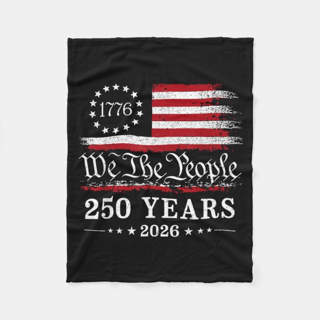 Folket 250 år 1776 2026 Amerikansk flagga Fleecefilt (Framsidan)