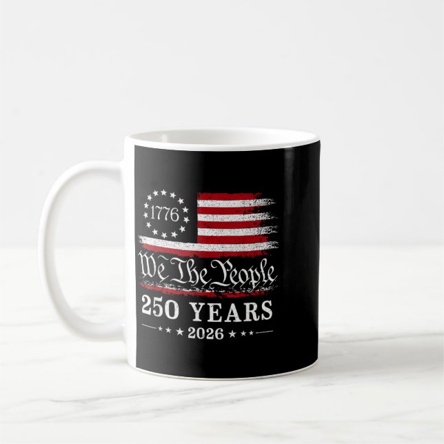 Folket 250 år 1776 2026 Amerikansk flagga Kaffemugg (Vänster)