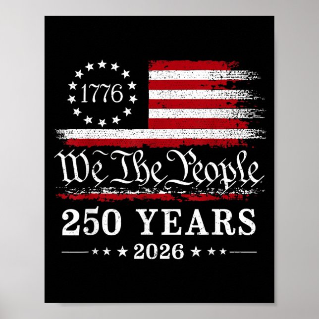 Folket 250 år 1776 2026 Amerikansk flagga Poster (Framsidan)