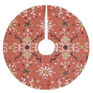 Folkets Blommigt: Colorful Talavera Mönster. Julgransmatta Borstad Polyester