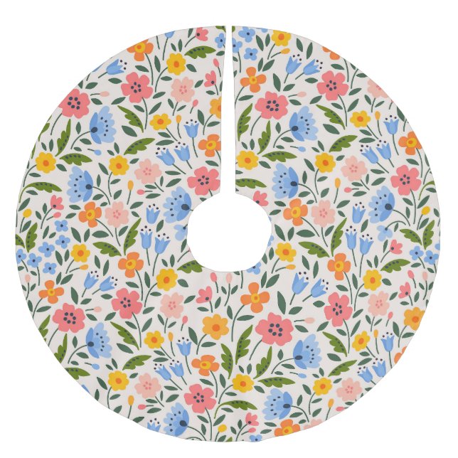 Folkets Blommigt: Färgfläckig liten Mönster Julgransmatta Borstad Polyester (Framsidan)